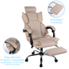 Fotel ergonomiczny biurowy obrotowy z podnóżkiem do biurka beżowo-złoty Office