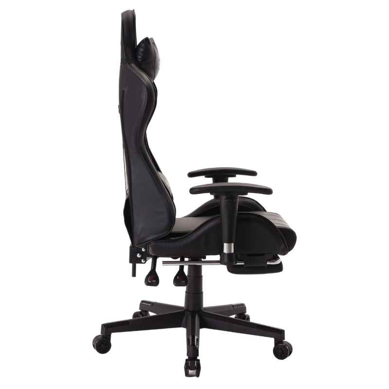 Fotel dla gracza gamingowy ergonomiczny krzesło biurowe z podnóżkiem czarny Corpo