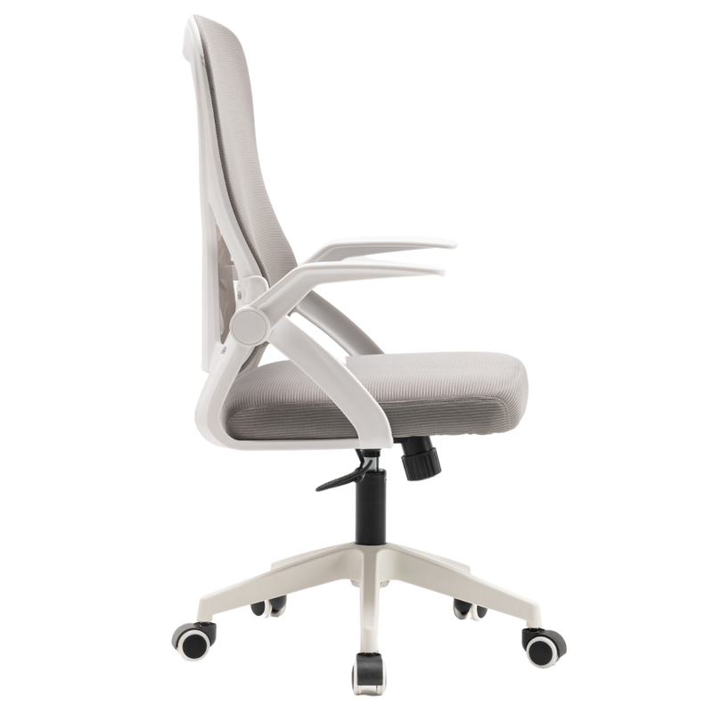 Fotel biurowy ergonomiczny obrotowy siateczkowy bujany krzesło biało-szary Simple