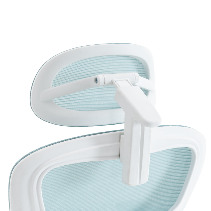 Fotel biurowy ergonomiczny obrotowy siateczkowy bujany krzesło błękitno-biały Prime