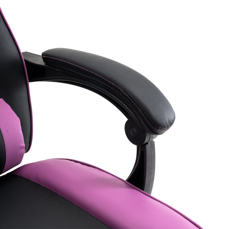 Fotel gamingowy z podnóżkiem ekoskóra krzesło dla gracza biurowy ergonomiczny czarno-fioletowy Champion