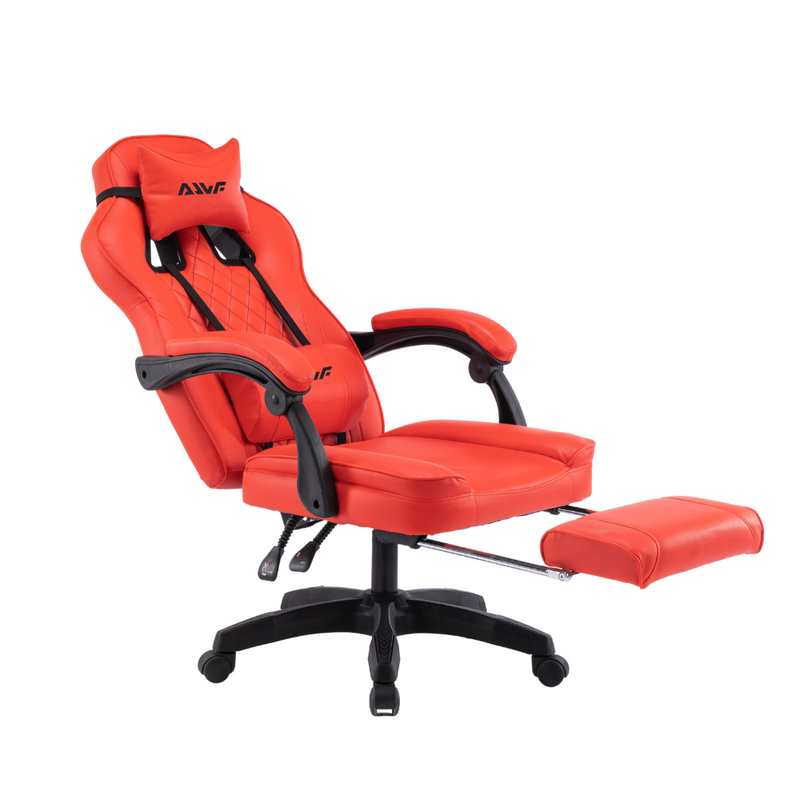 Fotel gamingowy z podnóżkiem ekoskóra krzesło dla gracza biurowy ergonomiczny czerwony Champion