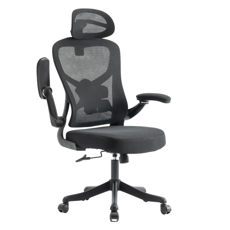 Fotel biurowy ergonomiczny obrotowy siateczkowy bujany krzesło czarny Prime