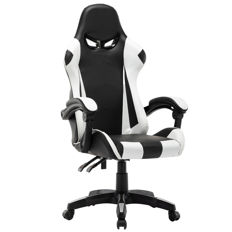 Fotel gamingowy krzesło dla gracza kubełkowy biurowy obrotowy czarno-biały Vito