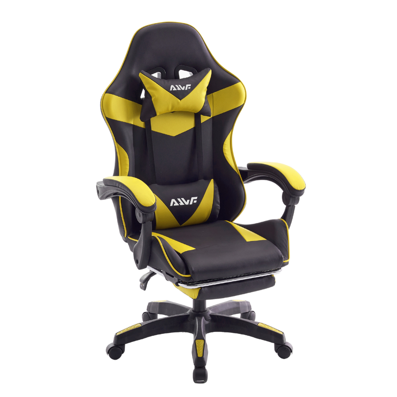 Fotel dla gracza gamingowy biurowy ergonomiczny z podnóżkiem krzesło obrotowe żółto-czarny Sienna