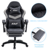 Fotel gamingowy z podnóżkiem ekoskóra krzesło dla gracza biurowy ergonomiczny czarno-szary Empo
