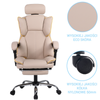 Fotel ergonomiczny biurowy obrotowy z podnóżkiem do biurka beżowo-złoty Office