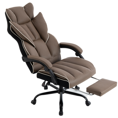 Fotel biurowy ergonomiczny obrotowy krzesło z podnóżkiem brązowy Premium