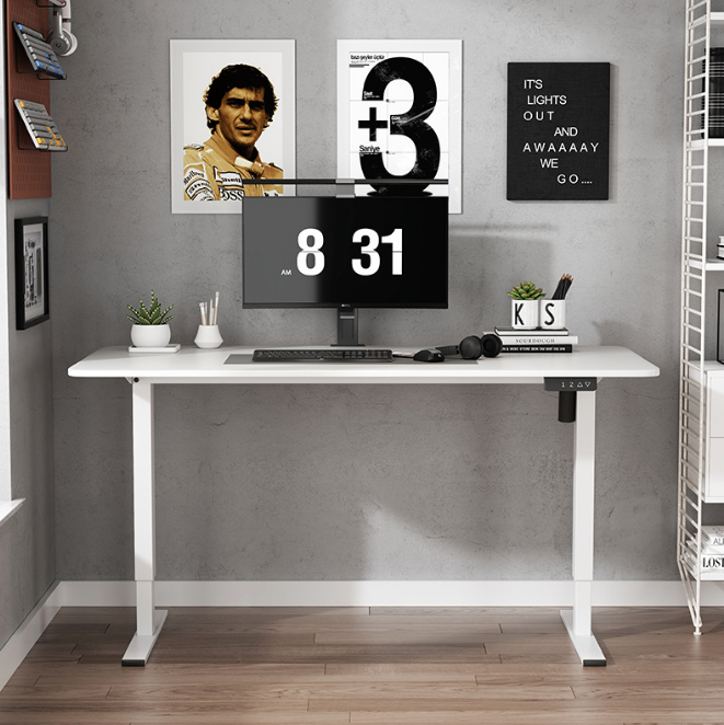 Biurko dla gracza komputerowe gamingowe elektryczne z regulacją wysokości 120x60 białe Atena