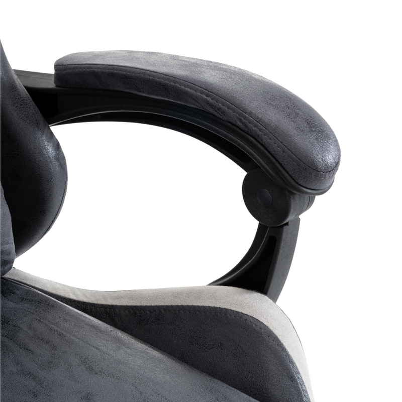 Fotel gamingowy z podnóżkiem ekoskóra krzesło dla gracza biurowy ergonomiczny czarno-szary Empo