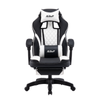 Fotel gamingowy z podnóżkiem ekoskóra krzesło dla gracza biurowy ergonomiczny czarno-biały Champion