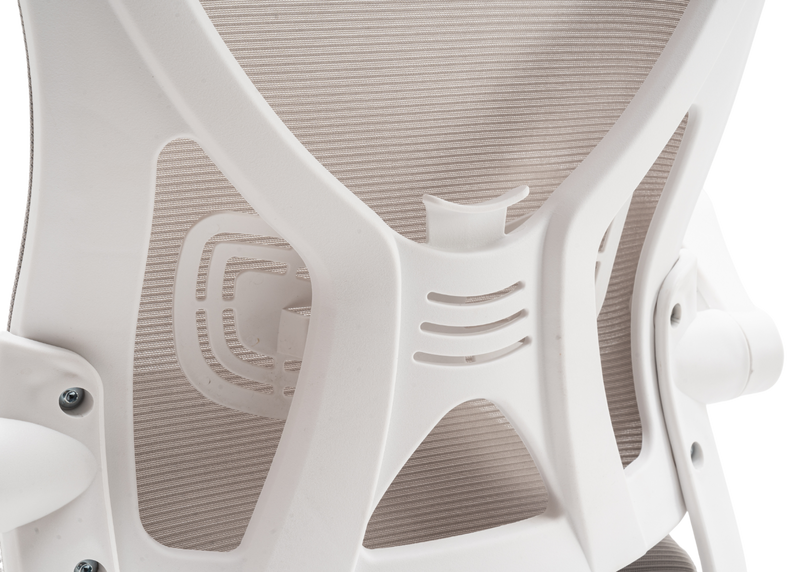 Fotel biurowy ergonomiczny obrotowy siateczkowy bujany krzesło biało-szary Simple