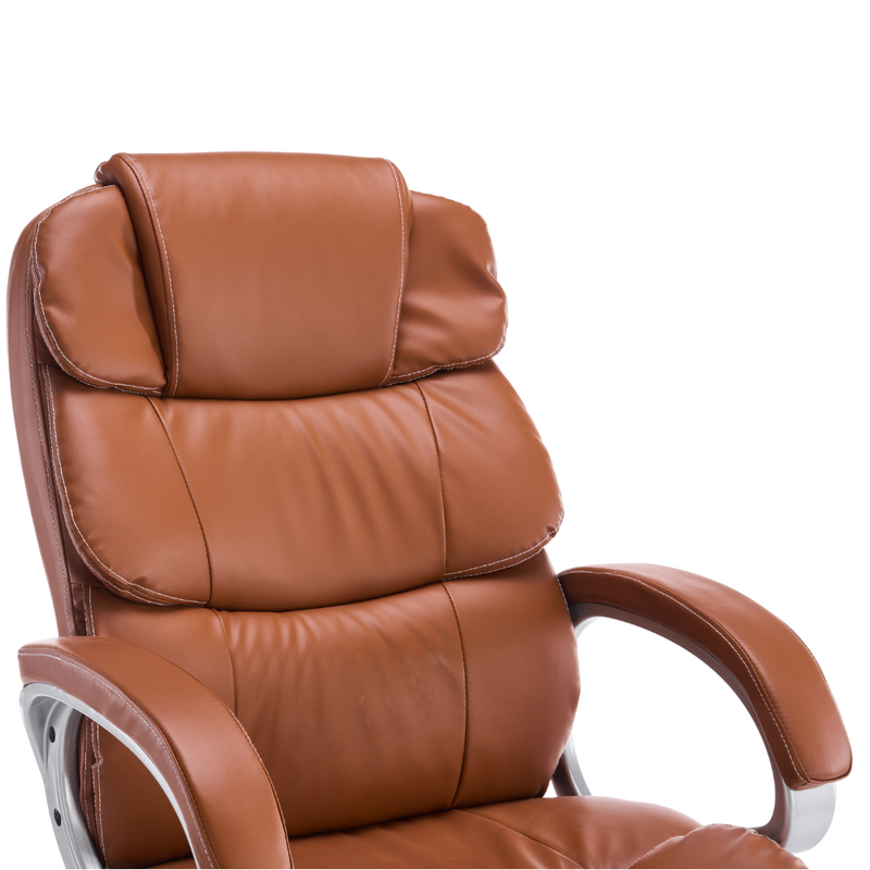 Fotel biurowy ergonomiczny obrotowy krzesło ekoskóra brązowy Grand