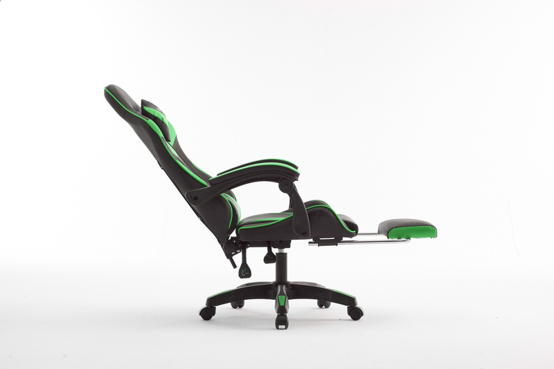 Fotel dla gracza gamingowy biurowy ergonomiczny z podnóżkiem krzesło obrotowe zielono-czarny Sienna