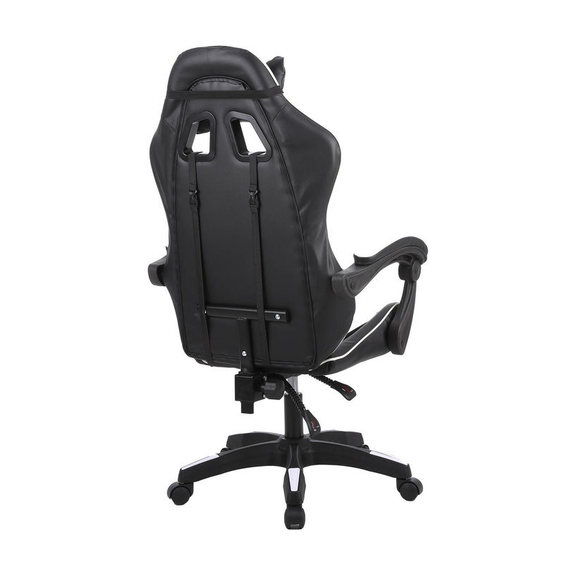 Fotel gamingowy krzesło dla gracza kubełkowy ergonomiczny biurowy biało-czarny Milan