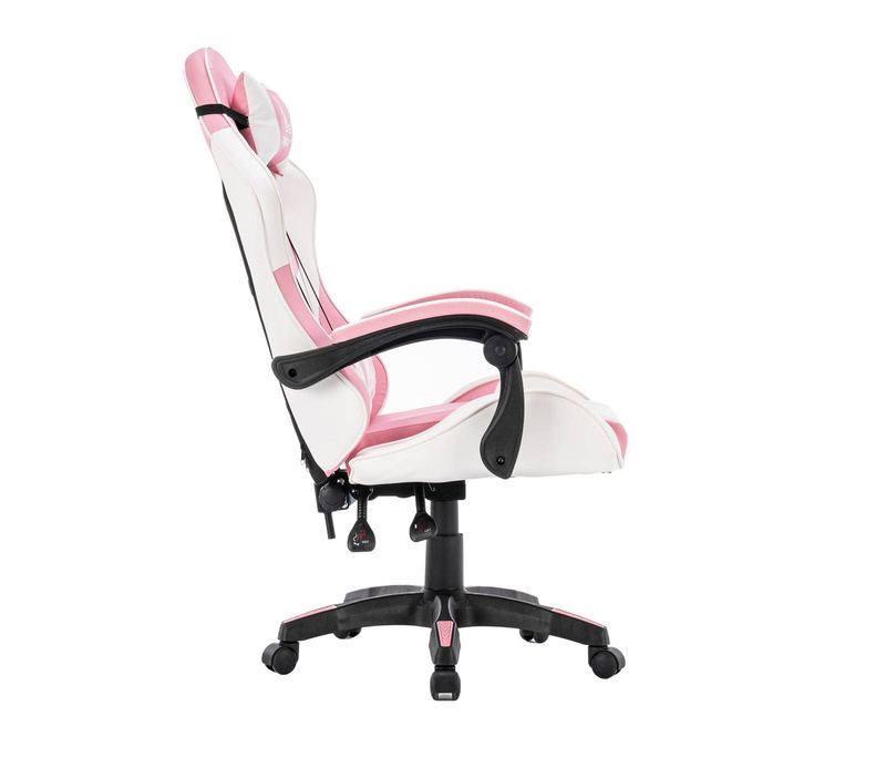 Fotel dla gracza gamingowy krzesło obrotowe biurowe biało-różowy Queen