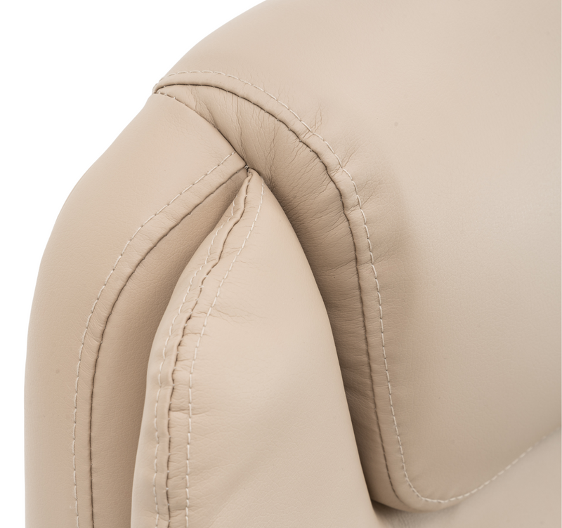 Fotel biurowy ergonomiczny obrotowy bujany krzesło z podnóżkiem ekoskóra beżowy Relax