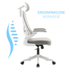 Fotel biurowy ergonomiczny obrotowy siateczkowy bujany krzesło szaro-biały Prime