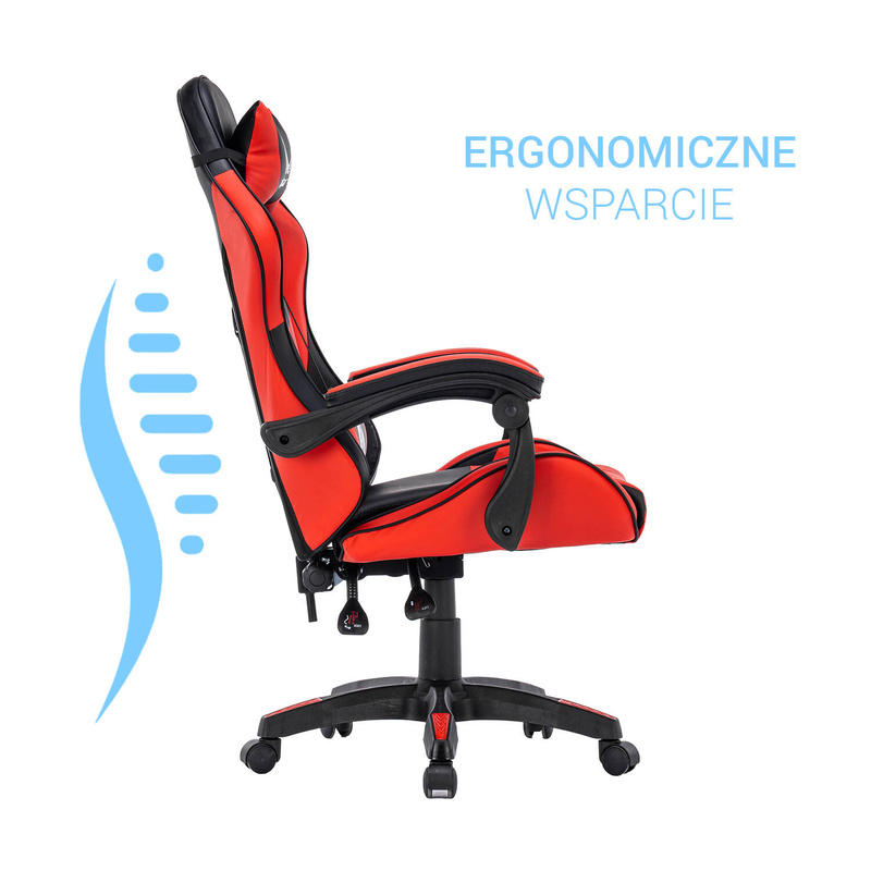 Fotel dla gracza gamingowy kubełkowy krzesło obrotowy czarno-czerwony Prince