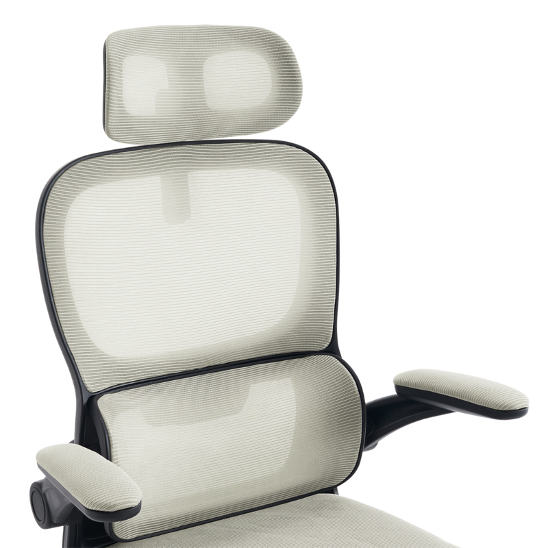 Fotel biurowy ergonomiczny obrotowy siateczkowy bujany beżowo-czarny Classic