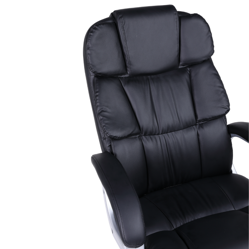 Fotel biurowy ergonomiczny obrotowy krzesło ekoskóra czarny Grand