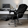 Fotel biurowy materiałowy ergonomiczny obrotowy krzesło z podnóżkiem czarny Comfort