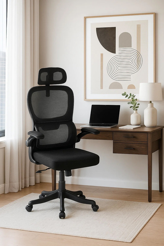 Fotel biurowy ergonomiczny obrotowy siateczkowy bujany krzesło czarny Classic
