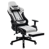 Fotel dla gracza gamingowy ergonomiczny krzesło z podnóżkiem biało-czarny Cyber
