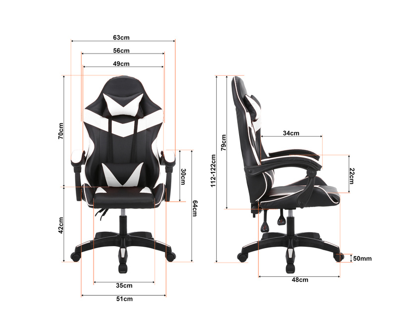 Fotel gamingowy krzesło dla gracza kubełkowy ergonomiczny biurowy biało-czarny Milan