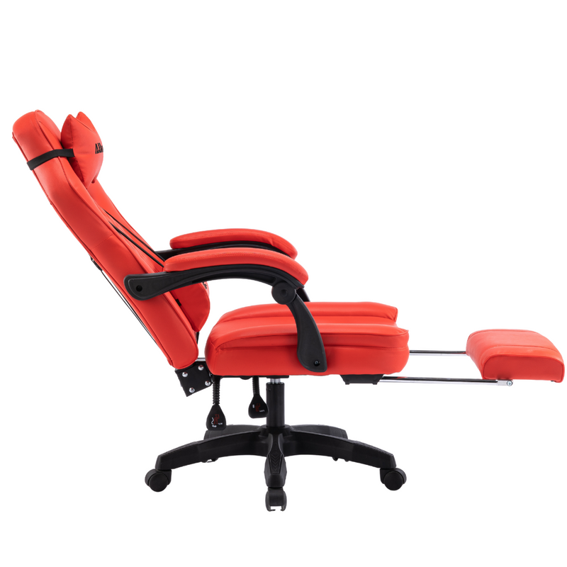 Fotel gamingowy z podnóżkiem ekoskóra krzesło dla gracza biurowy ergonomiczny czerwony Champion