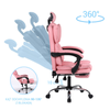 Fotel biurowy ergonomiczny obrotowy krzesło do biurka z podnóżkiem różowy Office