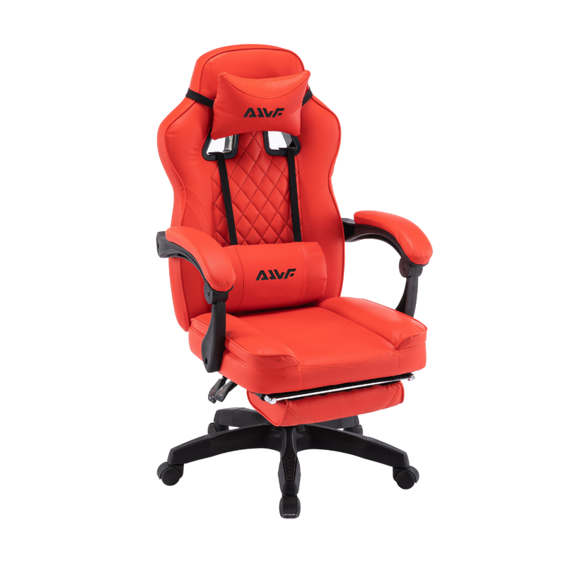 Fotel gamingowy z podnóżkiem ekoskóra krzesło dla gracza biurowy ergonomiczny czerwony Champion