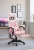 Fotel dla gracza gamingowy biurowy ergonomiczny z podnóżkiem krzesło obrotowe biało-różowy Sienna