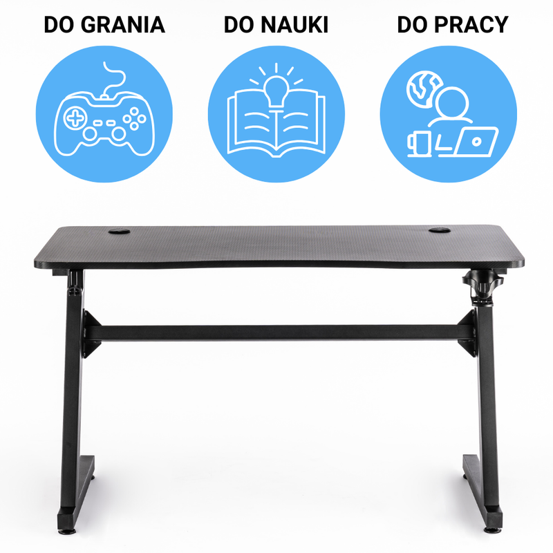 Biurko dla gracza komputerowe gamingowe 120x60 czarne Hades