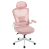 Fotel biurowy ergonomiczny obrotowy siateczkowy bujany krzesło różowo-biały Prime