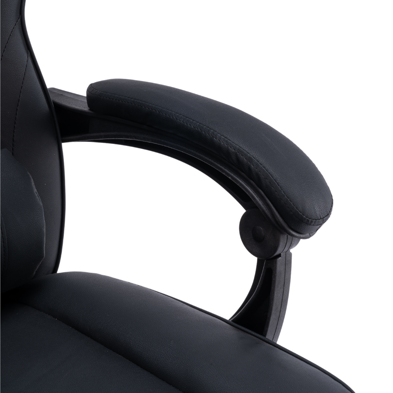 Fotel gamingowy z podnóżkiem ekoskóra krzesło dla gracza biurowy ergonomiczny czarny Champion