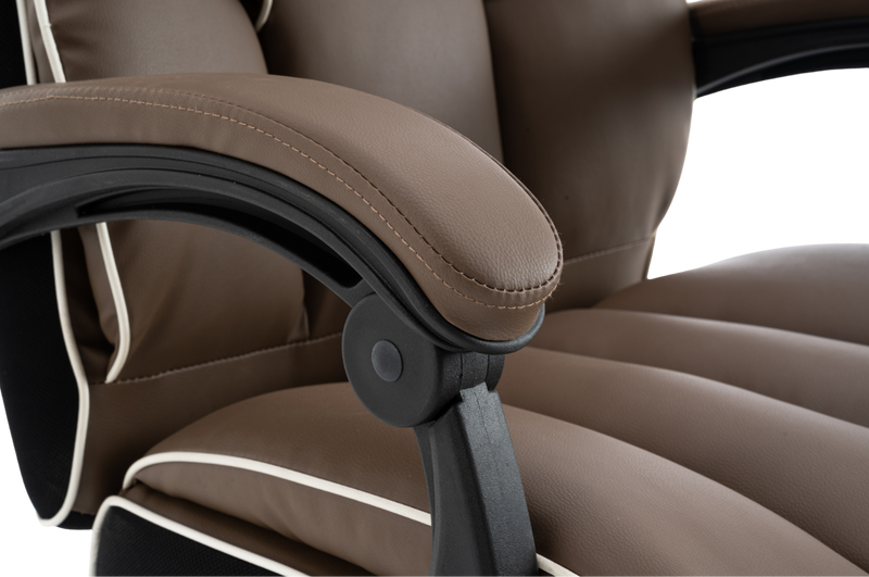 Fotel biurowy ergonomiczny obrotowy krzesło z podnóżkiem brązowy Premium