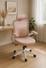 Fotel biurowy ergonomiczny obrotowy siateczkowy bujany krzesło różowo-biały Prime