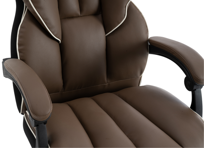 Fotel biurowy ergonomiczny obrotowy krzesło z podnóżkiem brązowy Premium