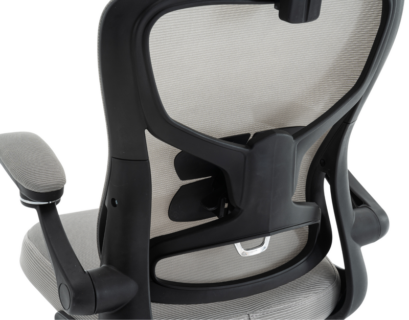 Fotel biurowy ergonomiczny obrotowy siateczkowy bujany krzesło szary Prime