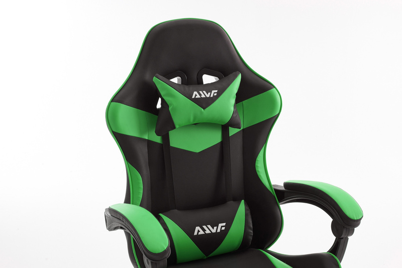 Fotel dla gracza gamingowy biurowy ergonomiczny z podnóżkiem krzesło obrotowe zielono-czarny Sienna