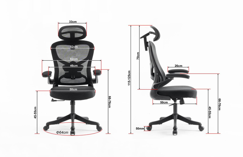 Fotel biurowy ergonomiczny obrotowy siateczkowy bujany krzesło czarny Prime