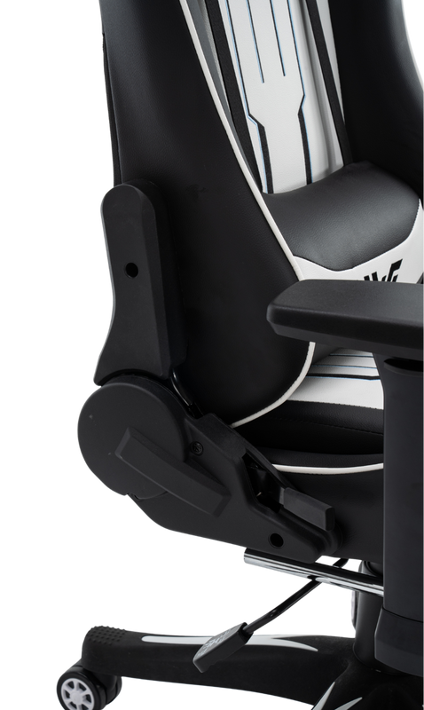 Fotel dla gracza gamingowy ergonomiczny krzesło z podnóżkiem biało-czarny Cyber