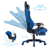 Fotel gamingowy kubełkowy krzesło dla gracza ergonomiczny z podnóżkiem niebiesko-czarny Ryan