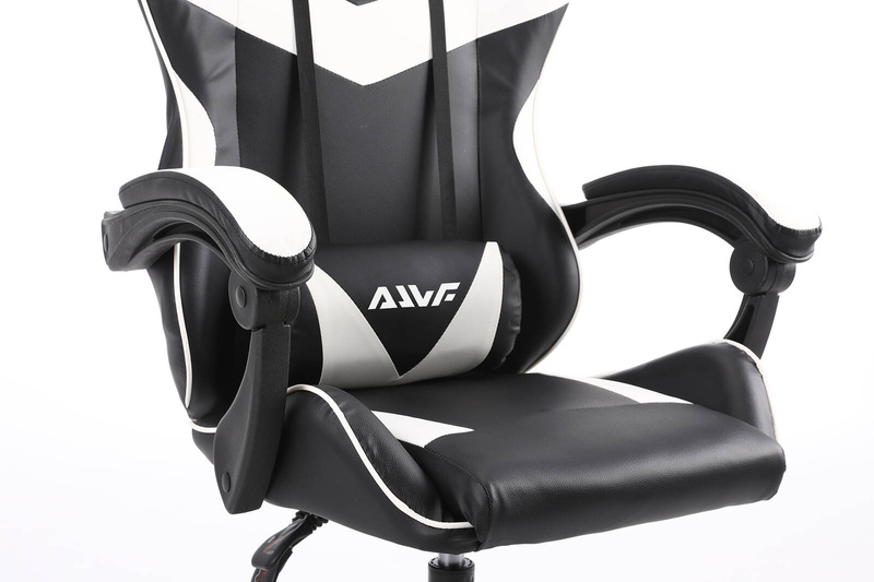 Fotel gamingowy krzesło dla gracza kubełkowy ergonomiczny biurowy biało-czarny Milan