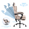 Fotel ergonomiczny biurowy obrotowy z podnóżkiem do biurka beżowo-biały Office