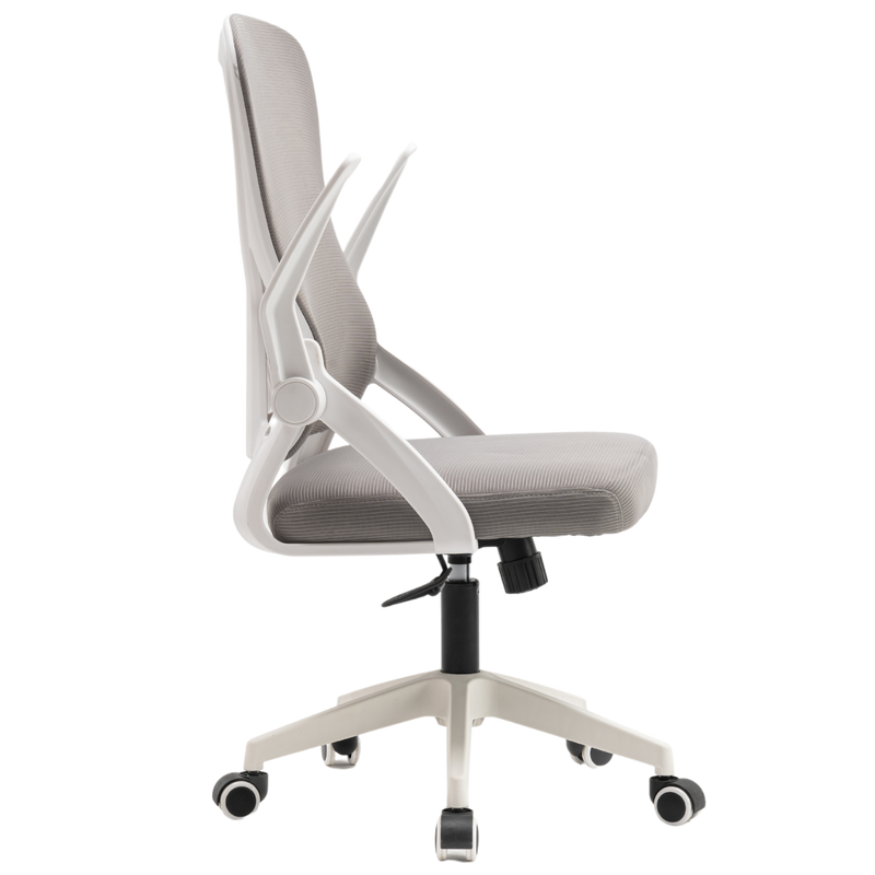 Fotel biurowy ergonomiczny obrotowy siateczkowy bujany krzesło biało-szary Simple