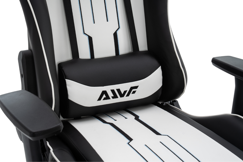 Fotel dla gracza gamingowy ergonomiczny krzesło z podnóżkiem biało-czarny Cyber