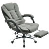 Fotel biurowy ergonomiczny obrotowy bujany krzesło z podnóżkiem ekoskóra szary Comfort