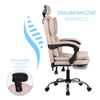 Fotel ergonomiczny biurowy obrotowy z podnóżkiem do biurka beżowo-biały Office